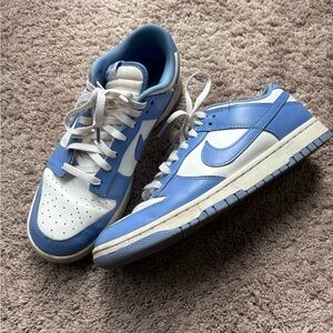 Nike Men's Sky Blue and White Low Dunk Sneakers